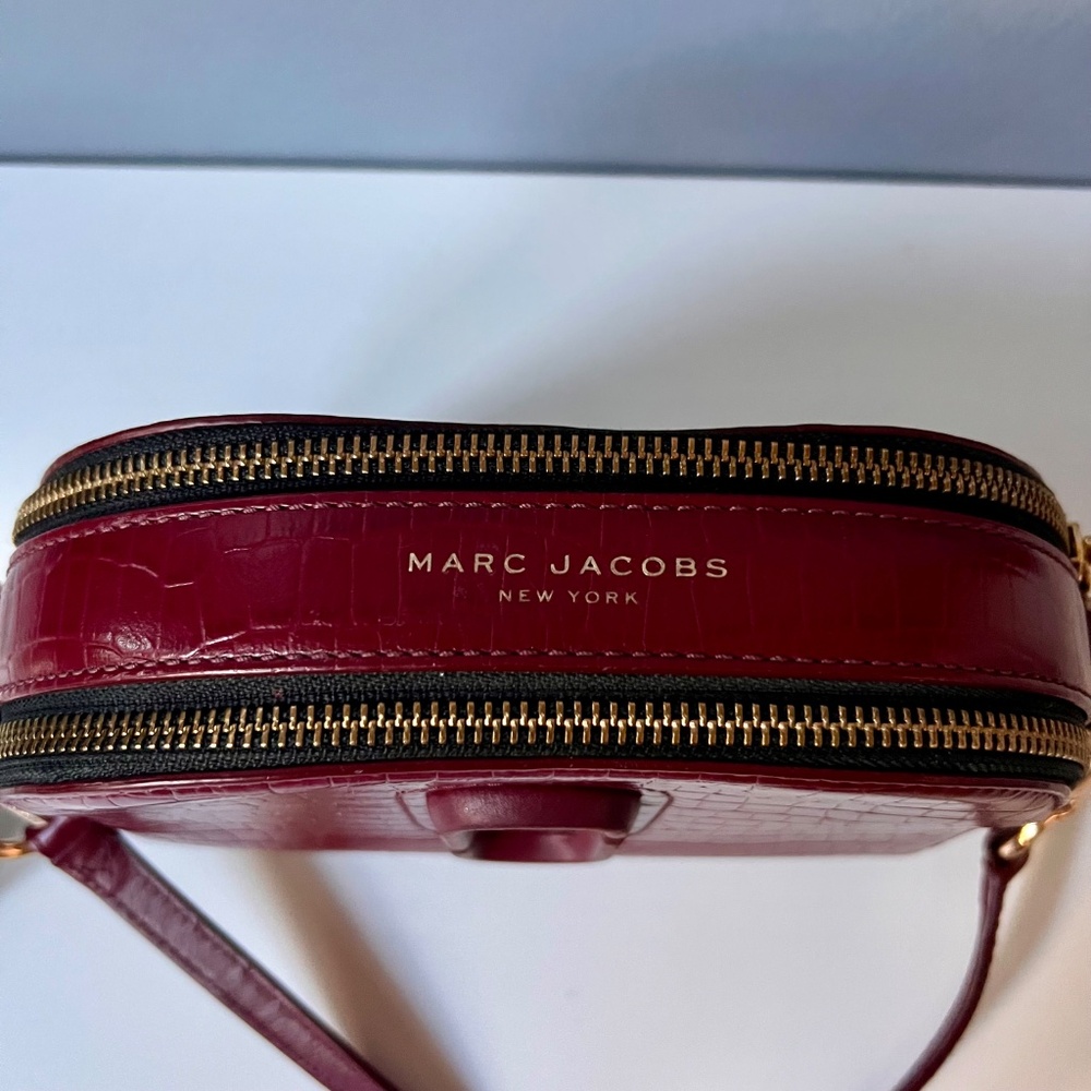 Marc Jacobs Snapshot Croc Embossed Leather Crossbody Bag Red Gold Hardware - Picture 3 of 12